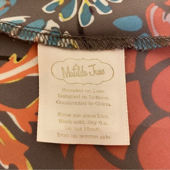 Matilda Jane Analise autumn floral drop waist peplum top w tie. Women's size S - Picture 6 of 7